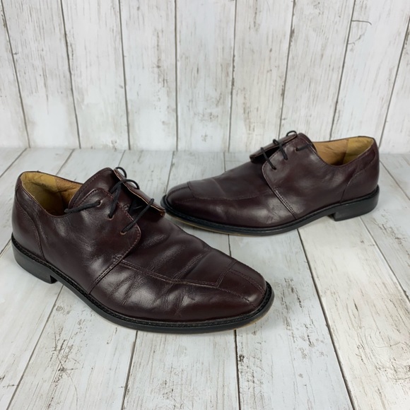 Florsheim Mens Size 10 D Burgundy Leather Oxfords Split Toe Lace Up Shoes - Picture 2 of 11